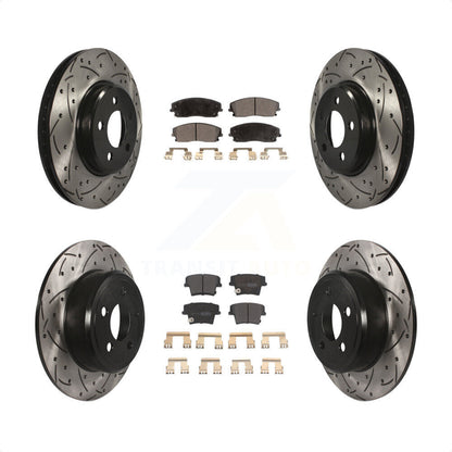 [Avant + Arrière] Kit de disque (percé rainuré revêtu) et plaquette (semi-métallique) de frein pour Dodge Charger Chrysler 300 Challenger Magnum KDF-100246 par Transit Auto