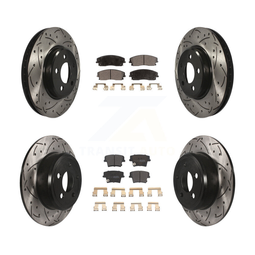 [Avant + Arrière] Kit de disque (percé rainuré revêtu) et plaquette (semi-métallique) de frein pour Dodge Charger Chrysler 300 Challenger Magnum KDF-100246
