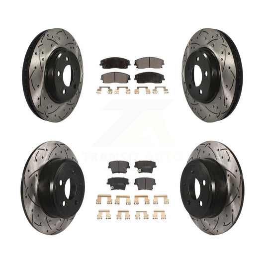 [Avant + Arrière] Kit de disque (percé rainuré revêtu) et plaquette (semi-métallique) de frein pour Dodge Charger Chrysler 300 Challenger Magnum KDF-100246
