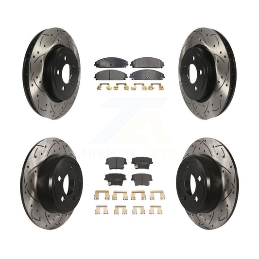 [Avant + Arrière] Kit de disque (percé rainuré revêtu) et plaquette (semi-métallique) de frein pour 2005-2006 Chrysler 300 AWD avec 3.5L KDF-100248