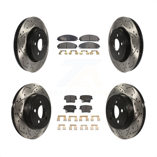 [Avant + Arrière] Kit de disque (percé rainuré revêtu) et plaquette (semi-métallique) de frein pour Dodge Charger Chrysler 300 Challenger Magnum KDF-100249 par Transit Auto