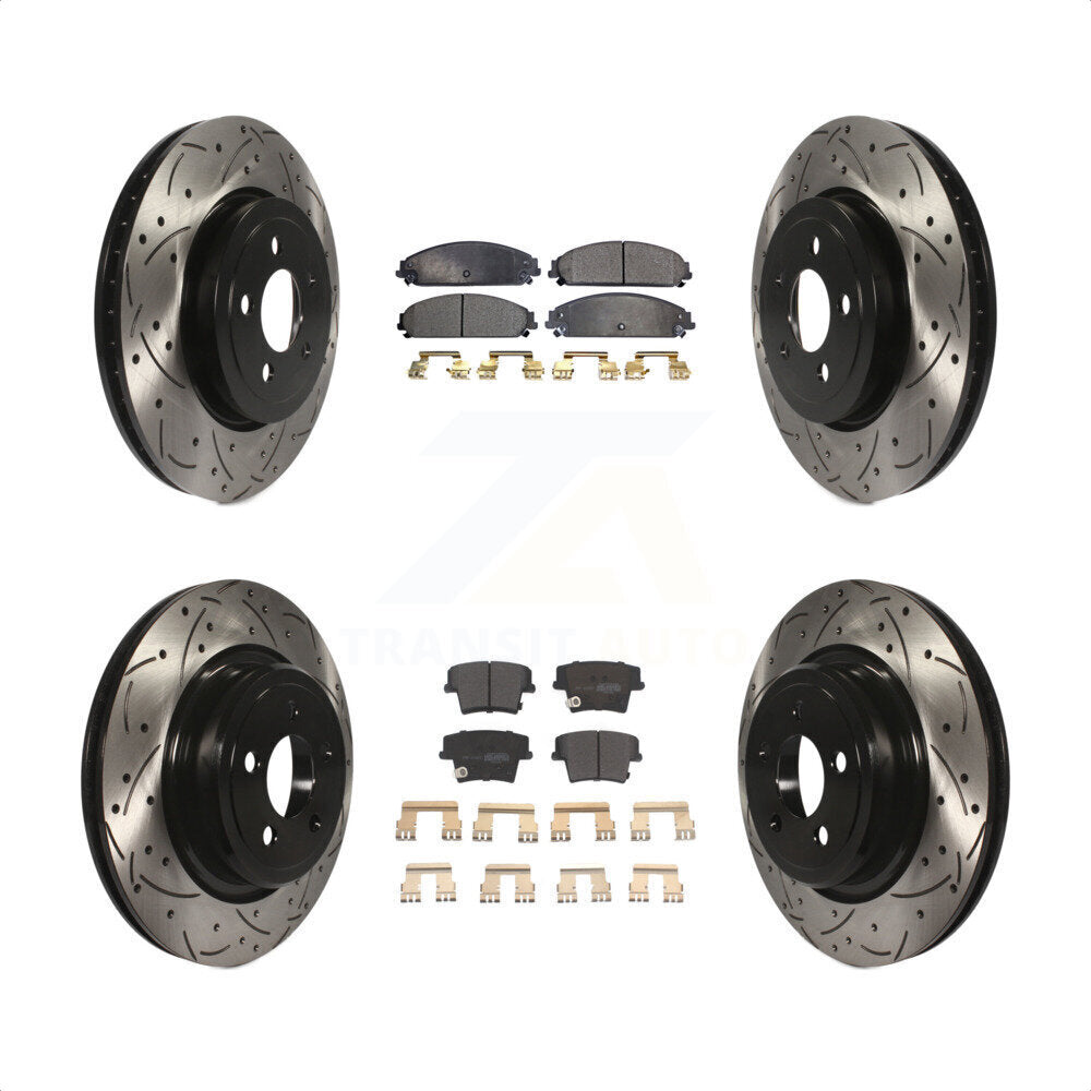 [Avant + Arrière] Kit de disque (percé rainuré revêtu) et plaquette (semi-métallique) de frein pour Dodge Charger avec Police Package KDF-100250 par Transit Auto