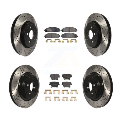 [Avant + Arrière] Kit de disque (percé rainuré revêtu) et plaquette (semi-métallique) de frein pour Dodge Charger avec Police Package KDF-100250 par Transit Auto
