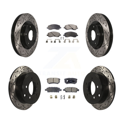 [Avant + Arrière] Kit de disque (percé rainuré revêtu) et plaquette (semi-métallique) de frein pour Jeep Patriot Dodge Compass Caliber Chrysler Avenger Sebring 200 KDF-100253
