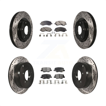 [Avant + Arrière] Kit de disque (percé rainuré revêtu) et plaquette (semi-métallique) de frein pour 2013 Mitsubishi Outlander 3.0L KDF-100255 par Transit Auto