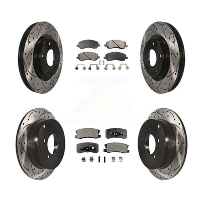 [Avant + Arrière] Kit de disque (percé rainuré revêtu) et plaquette (semi-métallique) de frein pour Mitsubishi Outlander KDF-100256