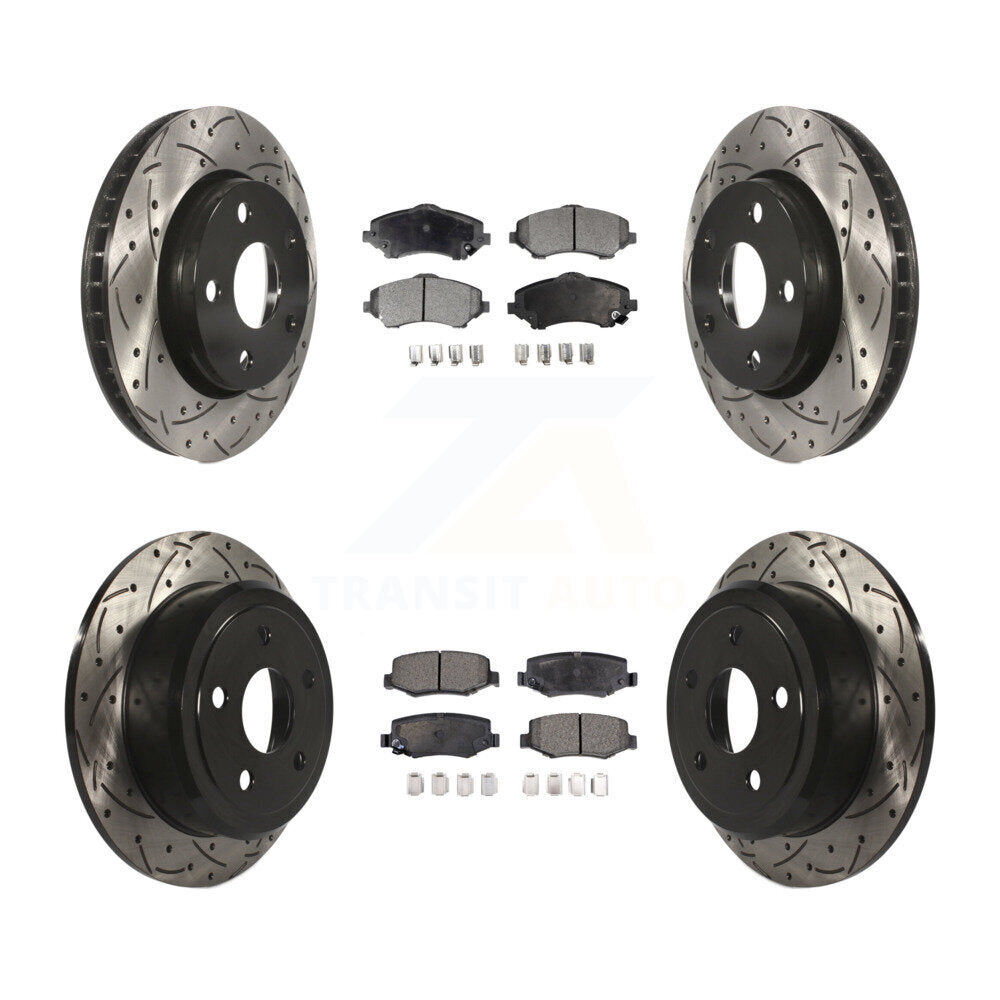 [Avant + Arrière] Kit de disque (percé rainuré revêtu) et plaquette (semi-métallique) de frein pour Jeep Wrangler JK KDF-100258