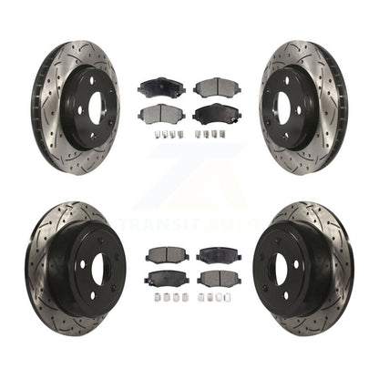 [Avant + Arrière] Kit de disque (percé rainuré revêtu) et plaquette (semi-métallique) de frein pour Jeep Wrangler JK KDF-100258
