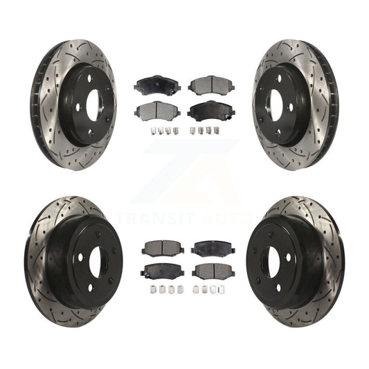 [Avant + Arrière] Kit de disque (percé rainuré revêtu) et plaquette (semi-métallique) de frein pour Jeep Wrangler JK KDF-100258