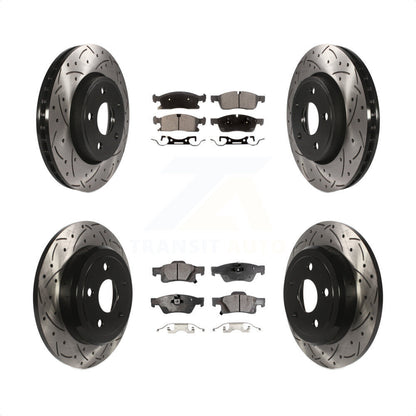 [Avant + Arrière] Kit de disque (percé rainuré revêtu) et plaquette (semi-métallique) de frein pour Dodge Durango KDF-100261 par Transit Auto