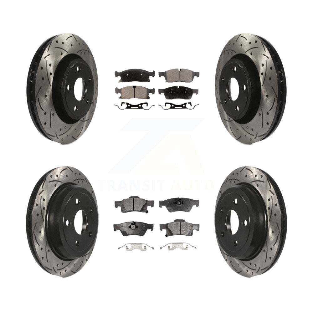 [Avant + Arrière] Kit de disque (percé rainuré revêtu) et plaquette (semi-métallique) de frein pour Dodge Durango Jeep Grand Cherokee WK KDF-100262