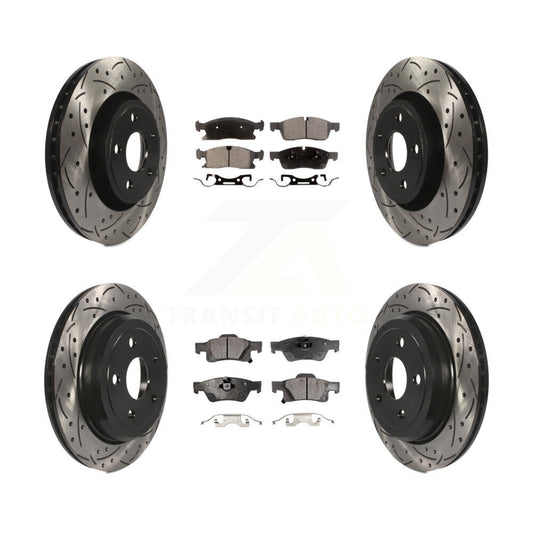 [Avant + Arrière] Kit de disque (percé rainuré revêtu) et plaquette (semi-métallique) de frein pour Dodge Durango Jeep Grand Cherokee WK KDF-100262