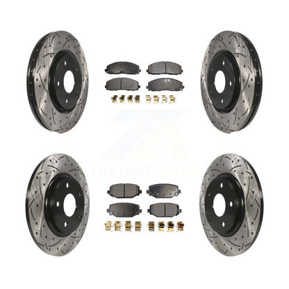 [Avant + Arrière] Kit de disque (percé rainuré revêtu) et plaquette (semi-métallique) de frein pour Dodge Grand Caravan Journey Chrysler Town & Country Ram C/V Volkswagen Routan KDF-100263