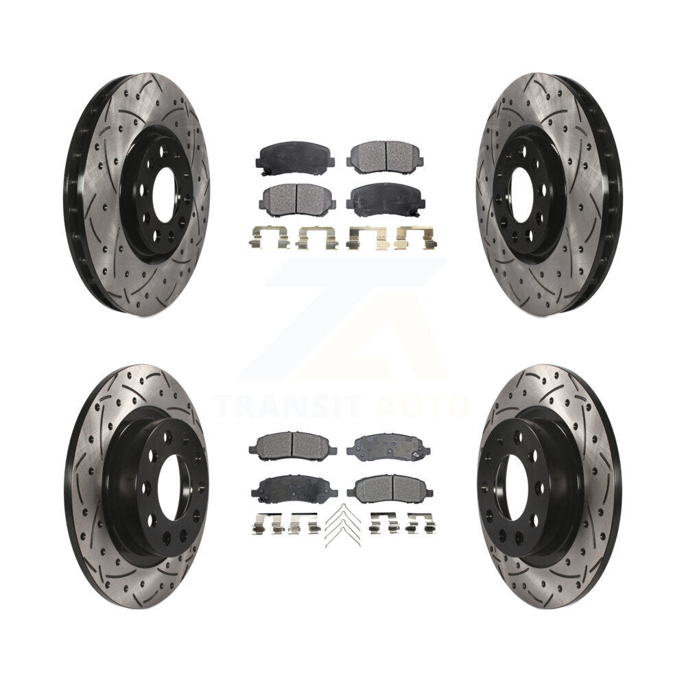 [Avant + Arrière] Kit de disque (percé rainuré revêtu) et plaquette (semi-métallique) de frein pour 2013-2016 Dodge Dart KDF-100264