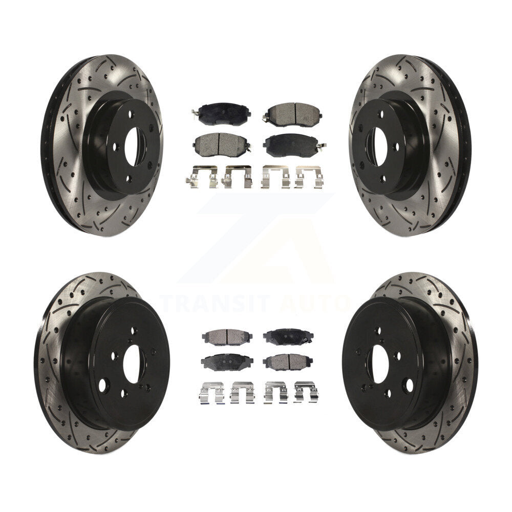 [Avant + Arrière] Kit de disque (percé rainuré revêtu) et plaquette (semi-métallique) de frein pour 2011 Subaru Impreza Outback Sport 2.5i Premium KDF-100267