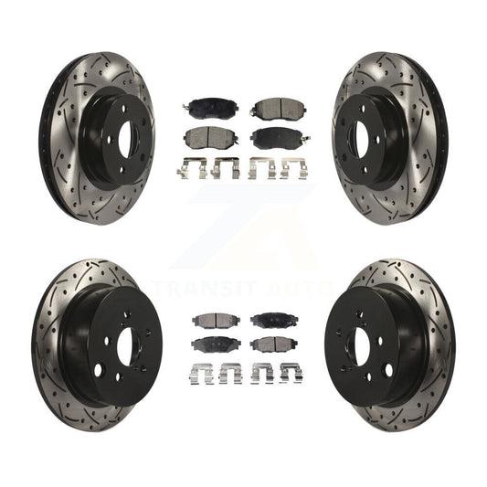 [Avant + Arrière] Kit de disque (percé rainuré revêtu) et plaquette (semi-métallique) de frein pour Subaru Impreza KDF-100268