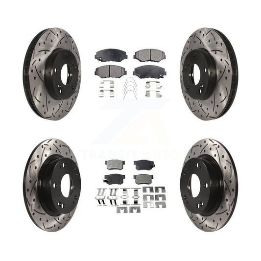[Avant + Arrière] Kit de disque (percé rainuré revêtu) et plaquette (semi-métallique) de frein pour Honda Civic Acura ILX KDF-100272