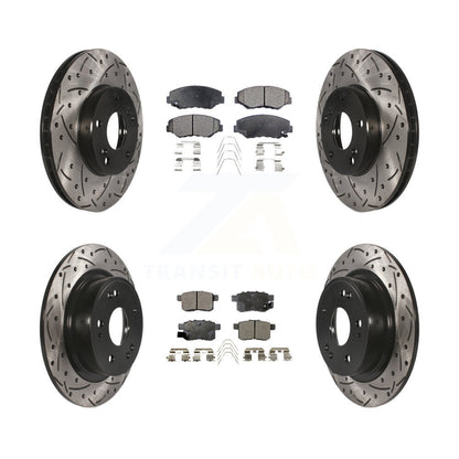[Avant + Arrière] Kit de disque (percé rainuré revêtu) et plaquette (semi-métallique) de frein pour Honda Accord KDF-100273