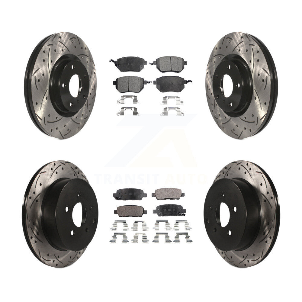 [Avant + Arrière] Kit de disque (percé rainuré revêtu) et plaquette (semi-métallique) de frein pour Nissan Murano KDF-100279