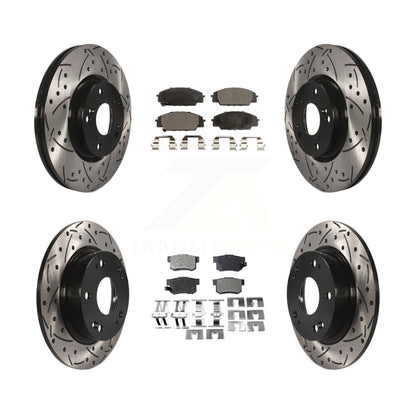 [Avant + Arrière] Kit de disque (percé rainuré revêtu) et plaquette (semi-métallique) de frein pour Honda Civic Acura CSX KDF-100280