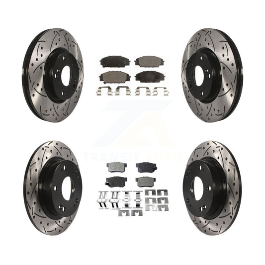 [Avant + Arrière] Kit de disque (percé rainuré revêtu) et plaquette (semi-métallique) de frein pour Honda Civic Acura CSX KDF-100280