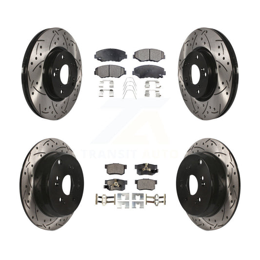 [Avant + Arrière] Kit de disque (percé rainuré revêtu) et plaquette (semi-métallique) de frein pour 2005-2006 Honda CR-V KDF-100281