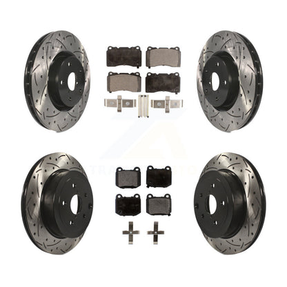 [Avant + Arrière] Kit de disque (percé rainuré revêtu) et plaquette (semi-métallique) de frein pour Subaru Impreza WRX STI KDF-100283