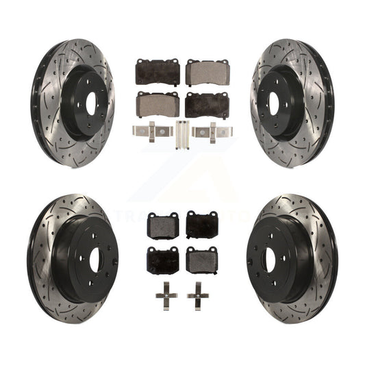 [Avant + Arrière] Kit de disque (percé rainuré revêtu) et plaquette (semi-métallique) de frein pour Subaru Impreza WRX STI KDF-100283