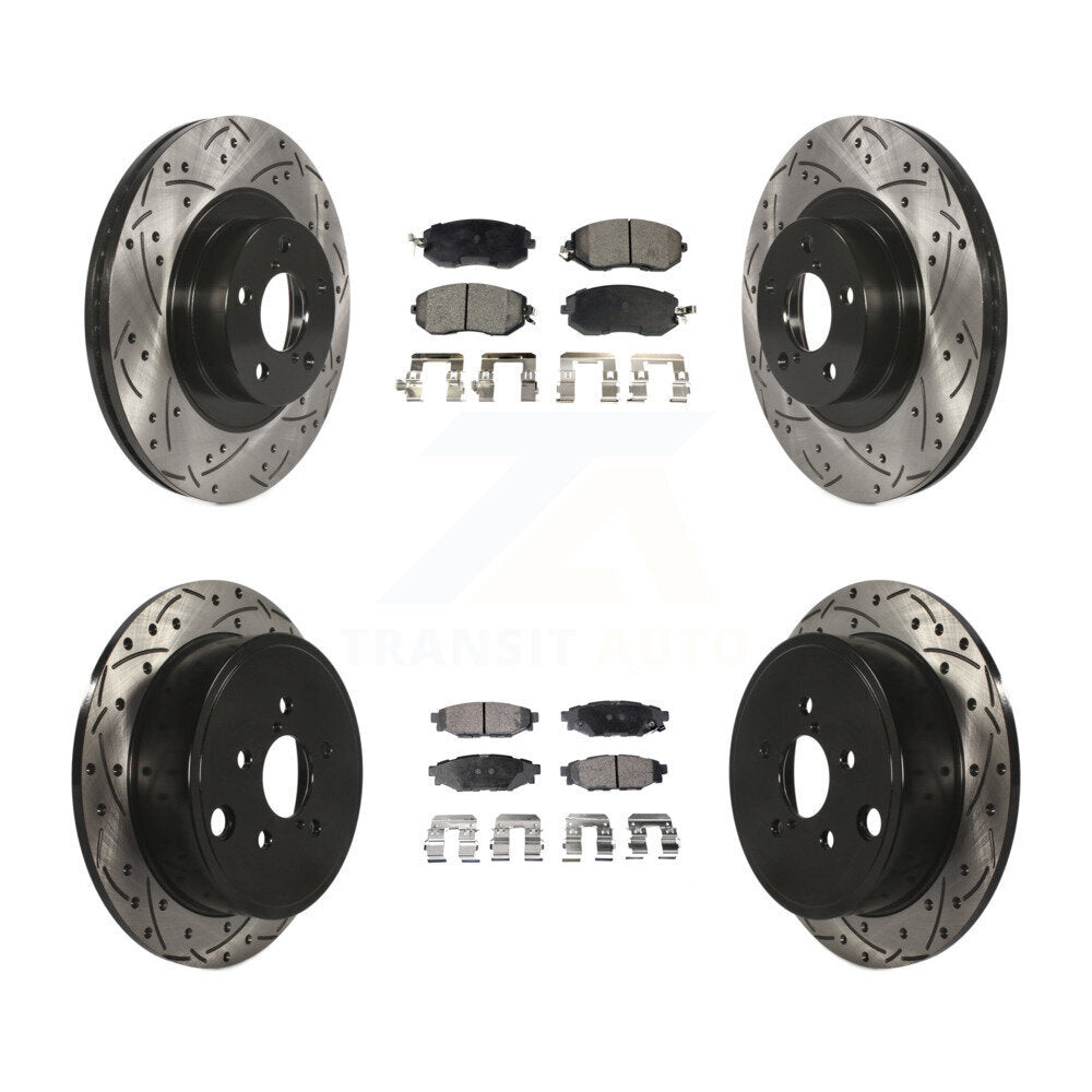 [Avant + Arrière] Kit de disque (percé rainuré revêtu) et plaquette (semi-métallique) de frein pour Subaru Impreza Outback Forester Legacy KDF-100286