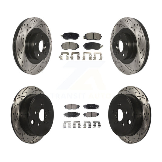 [Avant + Arrière] Kit de disque (percé rainuré revêtu) et plaquette (semi-métallique) de frein pour Subaru Impreza Outback Forester Legacy KDF-100286