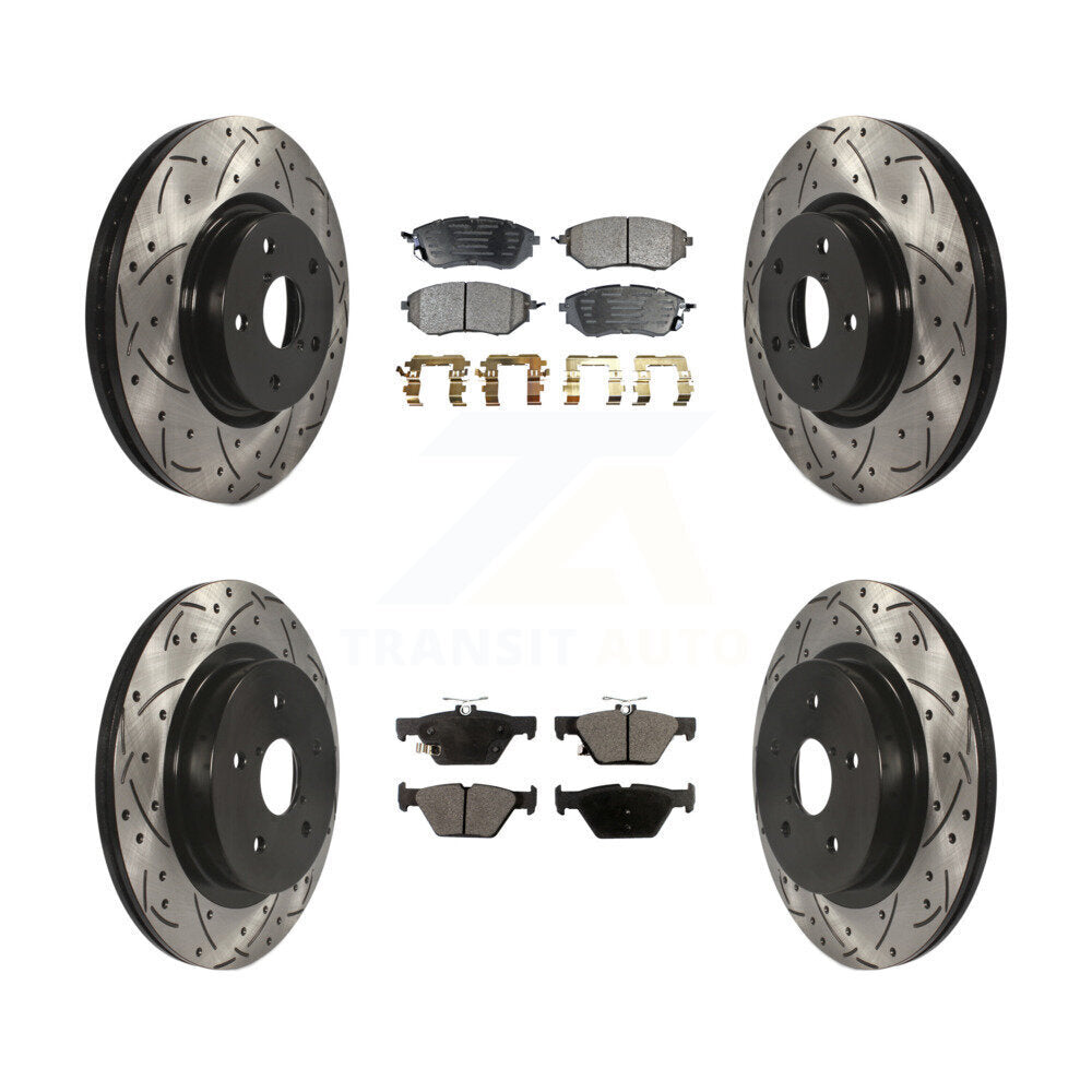 [Avant + Arrière] Kit de disque (percé rainuré revêtu) et plaquette (semi-métallique) de frein pour Subaru Outback Legacy WRX KDF-100289