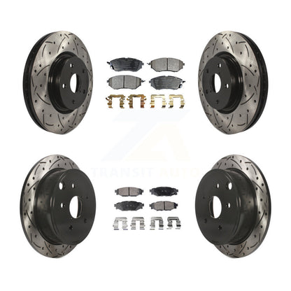 [Avant + Arrière] Kit de disque (percé rainuré revêtu) et plaquette (semi-métallique) de frein pour Subaru WRX KDF-100290