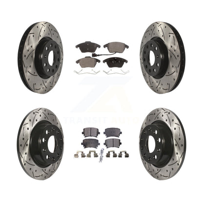 [Avant + Arrière] Kit de disque (percé rainuré revêtu) et plaquette (semi-métallique) de frein pour Volkswagen CC GTI Passat Audi A3 Quattro KDF-100292