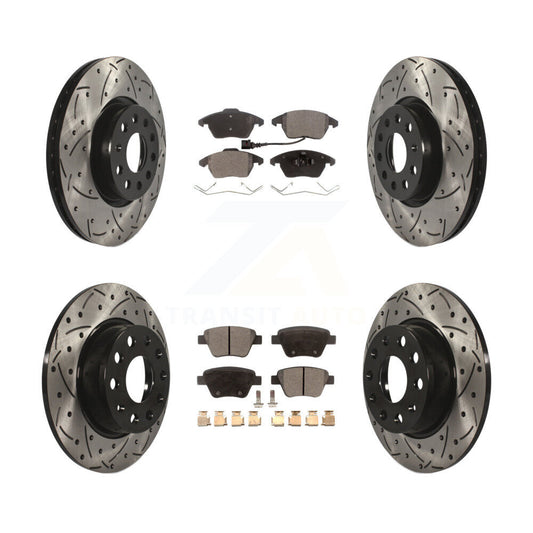 [Avant + Arrière] Kit de disque (percé rainuré revêtu) et plaquette (semi-métallique) de frein pour Volkswagen Beetle GTI KDF-100293