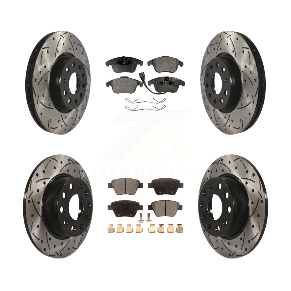[Avant + Arrière] Kit de disque (percé rainuré revêtu) et plaquette (semi-métallique) de frein pour Volkswagen Passat KDF-100297