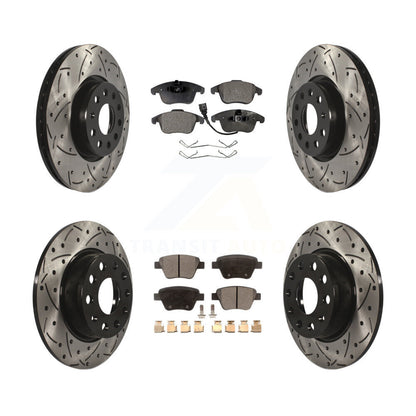 [Avant + Arrière] Kit de disque (percé rainuré revêtu) et plaquette (semi-métallique) de frein pour Volkswagen Passat KDF-100297