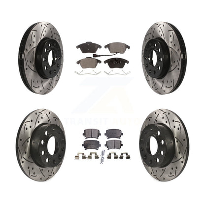 [Avant + Arrière] Kit de disque (percé rainuré revêtu) et plaquette (semi-métallique) de frein pour 2006-2009 Volkswagen Rabbit KDF-100298