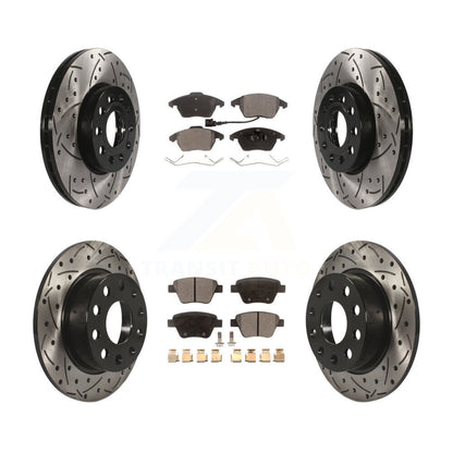 [Avant + Arrière] Kit de disque (percé rainuré revêtu) et plaquette (semi-métallique) de frein pour 2013 Volkswagen Beetle 2.5L avec 253mm Diameter Rotor KDF-100300