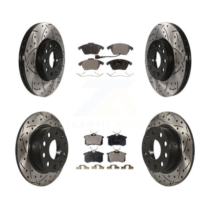 [Avant + Arrière] Kit de disque (percé rainuré revêtu) et plaquette (semi-métallique) de frein pour Volkswagen Jetta Beetle KDF-100301
