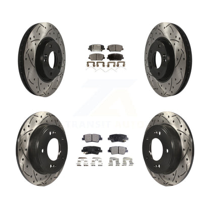 [Avant + Arrière] Kit de disque (percé rainuré revêtu) et plaquette (semi-métallique) de frein pour Kia Forte Forte5 SX KDF-100305