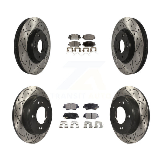 [Avant + Arrière] Kit de disque (percé rainuré revêtu) et plaquette (semi-métallique) de frein pour Kia Forte Forte5 SX KDF-100305