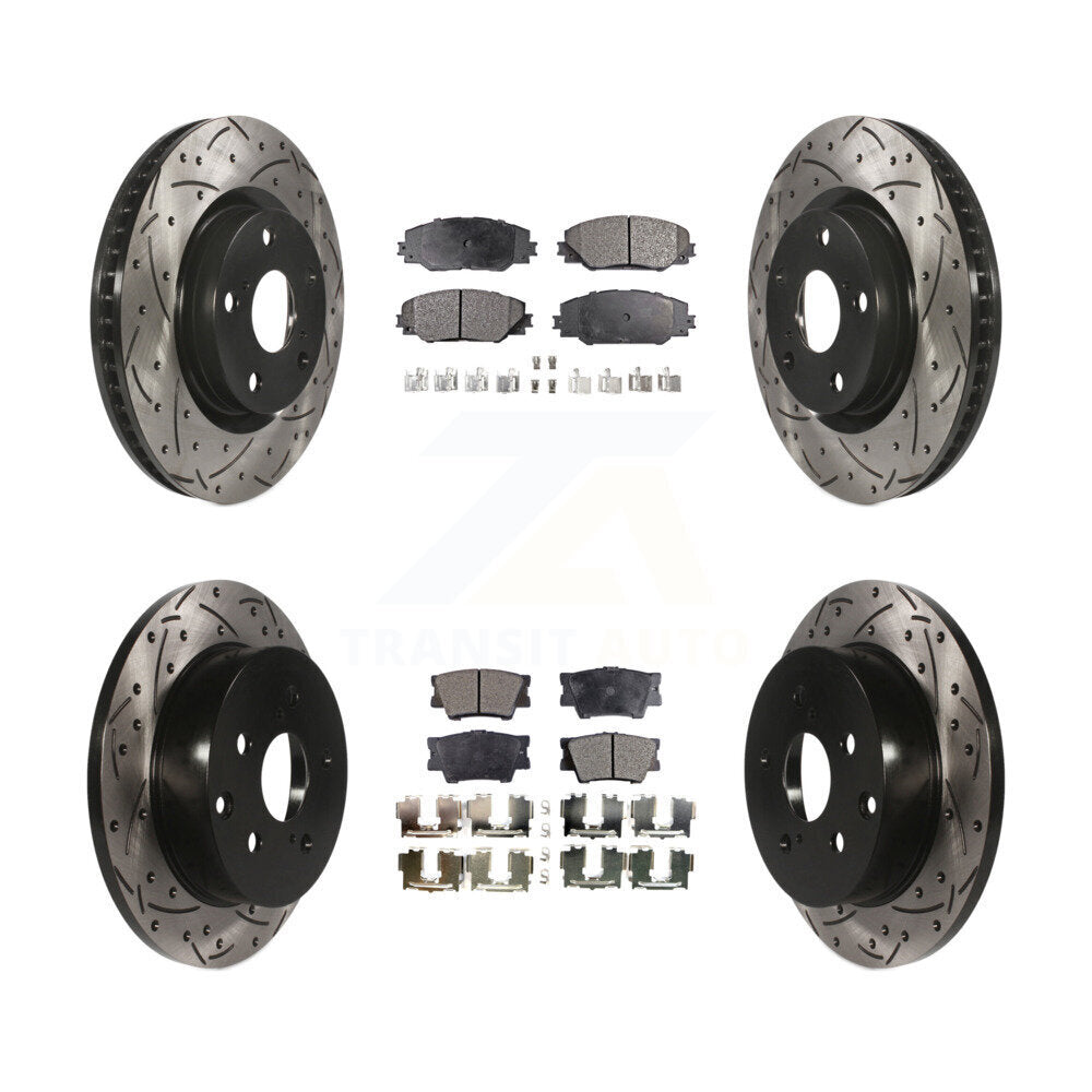 [Avant + Arrière] Kit de disque (percé rainuré revêtu) et plaquette (semi-métallique) de frein pour Toyota RAV4 KDF-100308