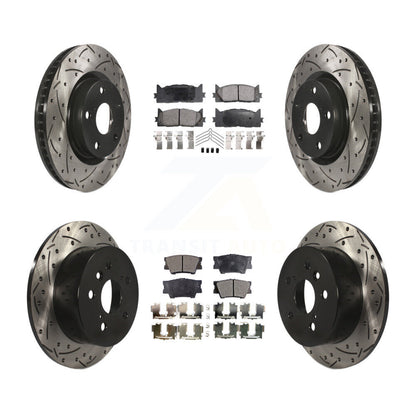 [Avant + Arrière] Kit de disque (percé rainuré revêtu) et plaquette (semi-métallique) de frein pour Toyota Camry Lexus ES350 Avalon KDF-100309