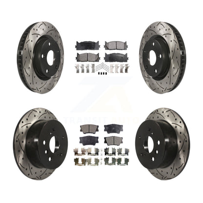 [Avant + Arrière] Kit de disque (percé rainuré revêtu) et plaquette (semi-métallique) de frein pour Toyota Camry Lexus ES350 Avalon ES300h KDF-100310