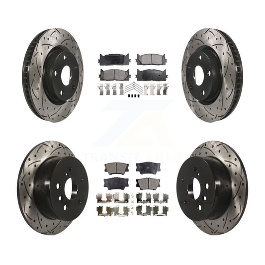 [Avant + Arrière] Kit de disque (percé rainuré revêtu) et plaquette (semi-métallique) de frein pour Toyota Camry Lexus ES350 Avalon ES300h KDF-100310