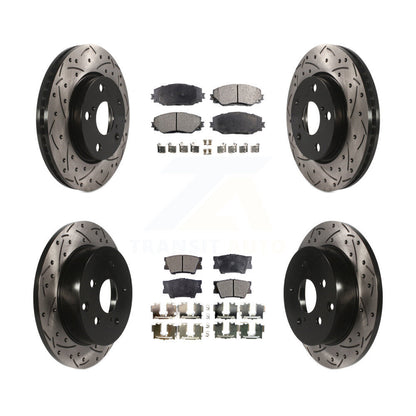 [Avant + Arrière] Kit de disque (percé rainuré revêtu) et plaquette (semi-métallique) de frein pour Toyota RAV4 Lexus HS250h KDF-100311