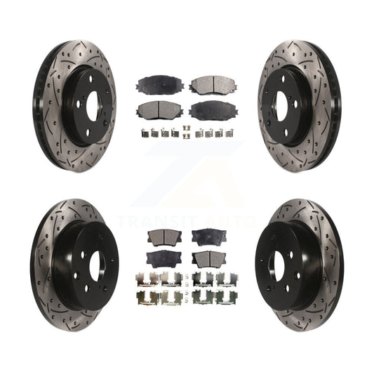 [Avant + Arrière] Kit de disque (percé rainuré revêtu) et plaquette (semi-métallique) de frein pour Toyota RAV4 Lexus HS250h KDF-100311