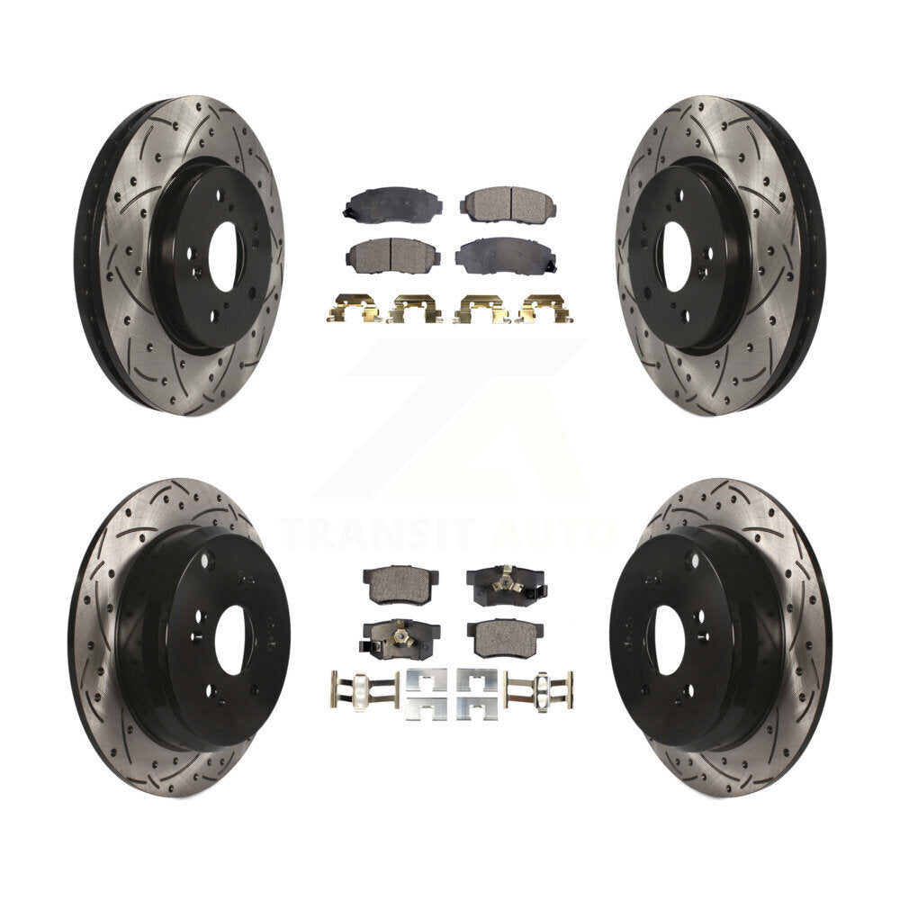 [Avant + Arrière] Kit de disque (percé rainuré revêtu) et plaquette (semi-métallique) de frein pour Honda CR-V Acura RDX KDF-100313