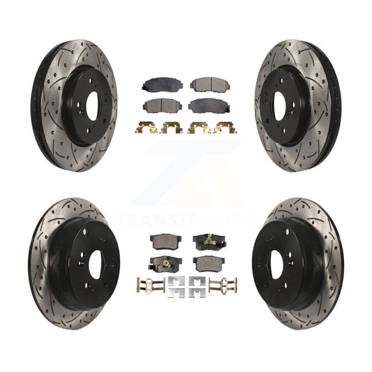 [Avant + Arrière] Kit de disque (percé rainuré revêtu) et plaquette (semi-métallique) de frein pour Honda CR-V Acura RDX KDF-100313