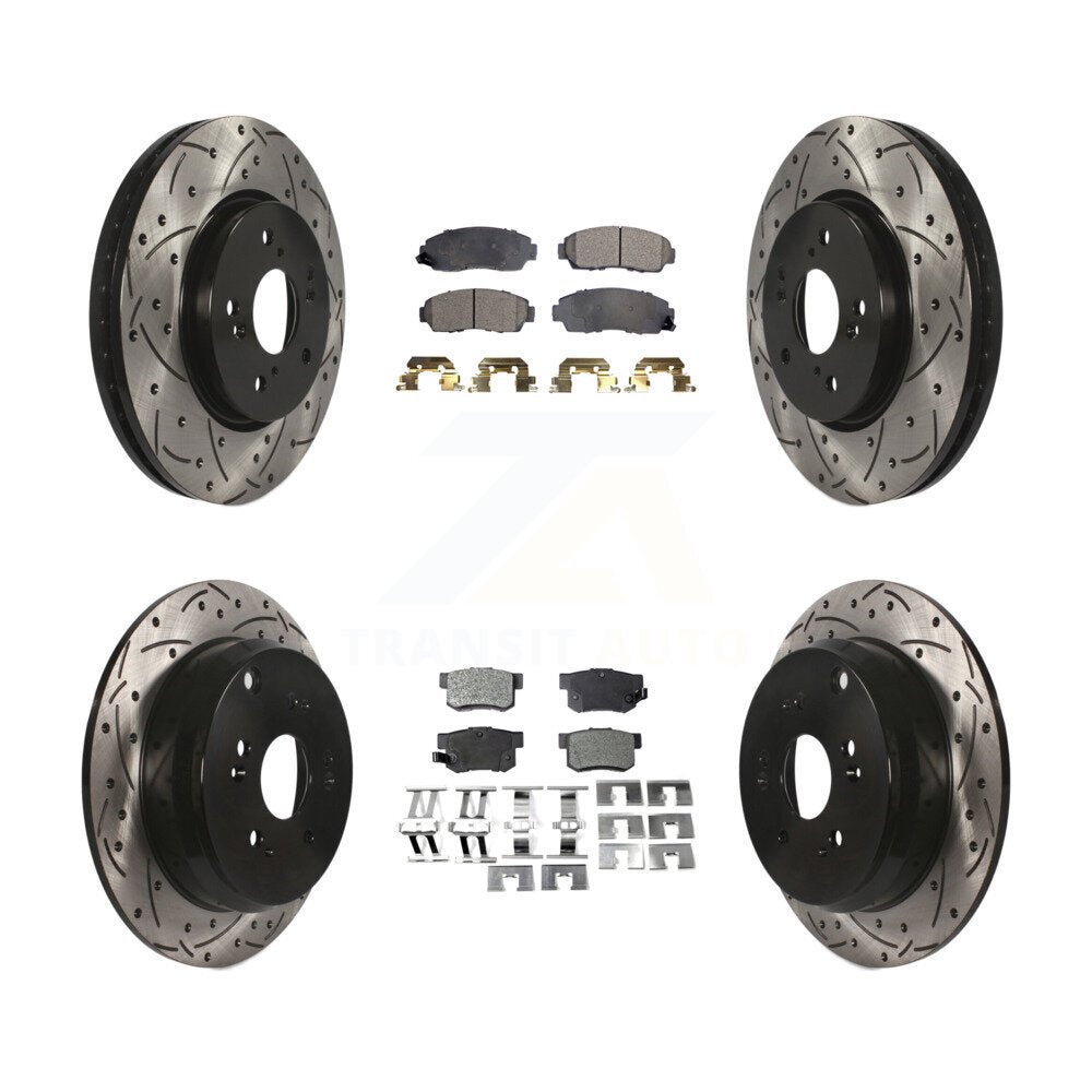 [Avant + Arrière] Kit de disque (percé rainuré revêtu) et plaquette (semi-métallique) de frein pour Acura RDX KDF-100314